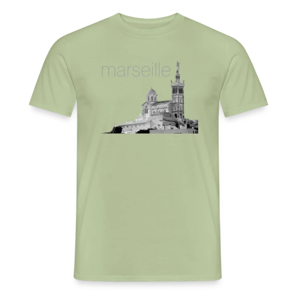 Maquette de T-shirt homme « Notre-Dame de la Garde Marseille » à personnaliser
