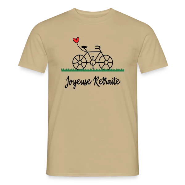 Maquette de T-shirt homme « Vive la Retraite : Vélo, Van et Voyages » à personnaliser