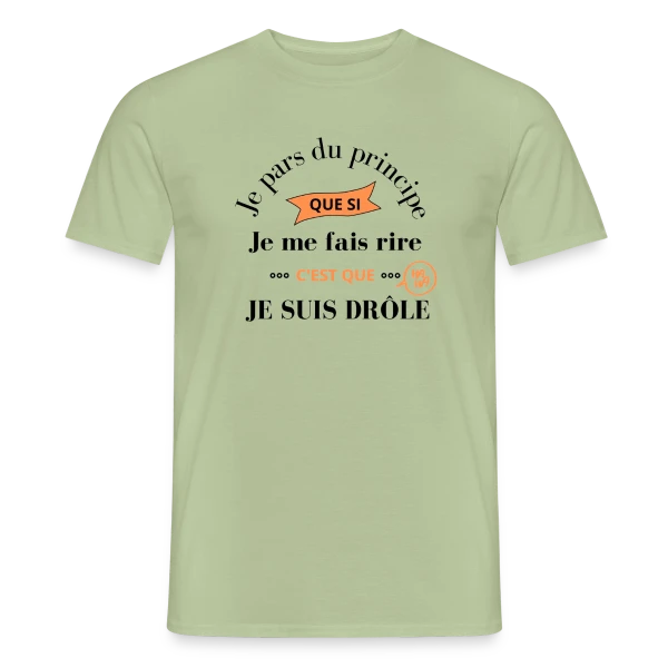 Maquette de T-shirt homme « Je Suis Drôle Principe Humour » à personnaliser