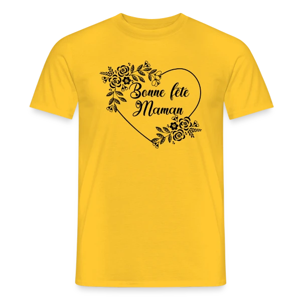 Bonne Fête Maman : Cœur Fleuri Éternel sur T-shirt homme
