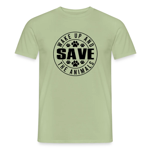 Maquette de T-shirt homme « Sauvons les Animaux » à personnaliser