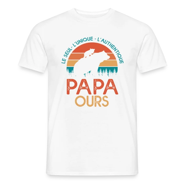 Maquette de T-shirt homme « Papa Ours - Le Cadeau Original pour la Fête des Pères » à personnaliser