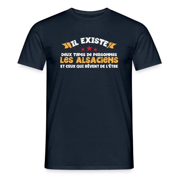 Maquette de T-shirt homme « Les Alsaciens Fiers » à personnaliser