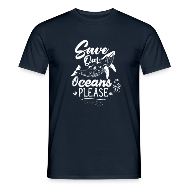 Maquette de T-shirt homme « Sauvons Nos Océans » à personnaliser