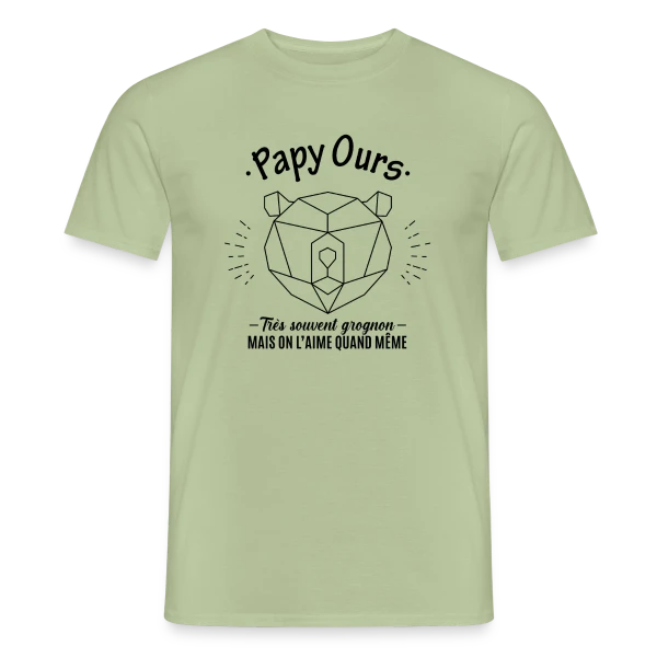 Maquette de T-shirt homme « Papy Ours Grognon, Adoré Malgré Tout » à personnaliser