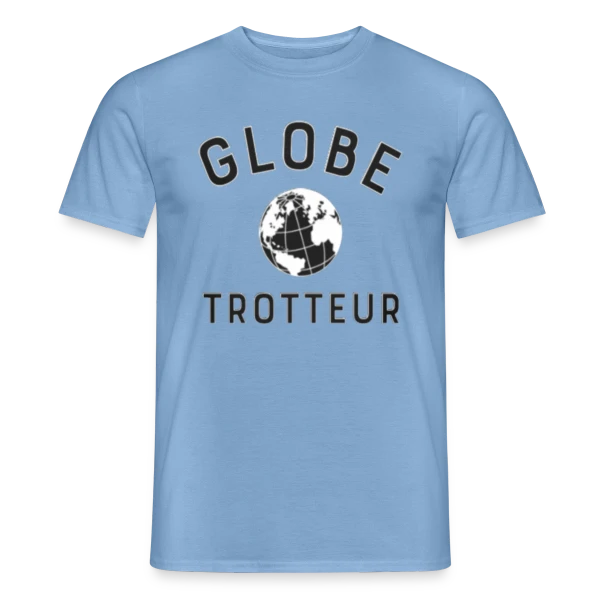 Maquette de T-shirt homme « Globe Trotteur Humour » à personnaliser