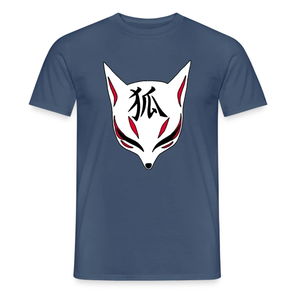 Maquette de T-shirt homme « Renard Kitsune Manga & Kanji » à personnaliser