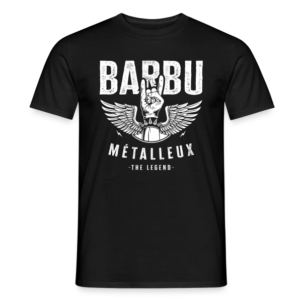 Maquette de T-shirt homme « Barbu Métalleux : La Légende » à personnaliser