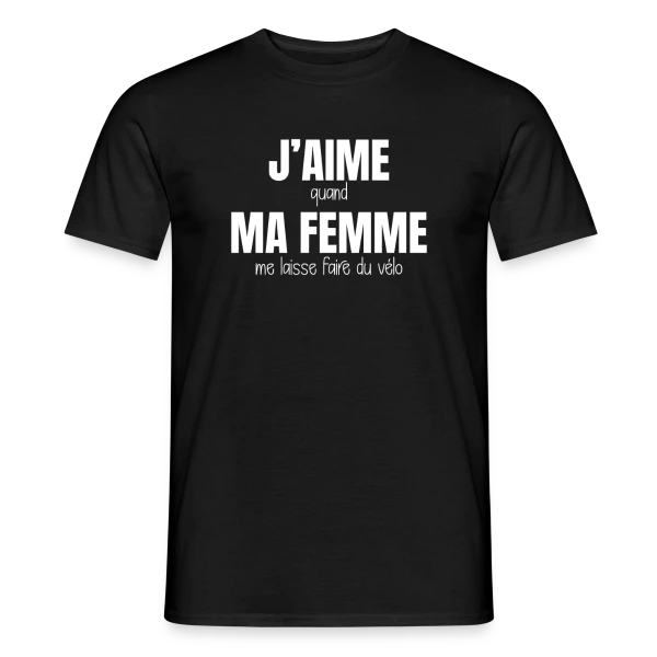 Maquette de T-shirt homme « Vélo, Femme et Liberté » à personnaliser