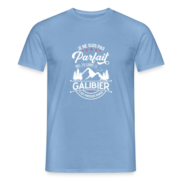 Maquette de T-shirt homme « Ascension du Galibier : Presque Parfait, J'ai Grimpé le Galibier ! » à personnaliser