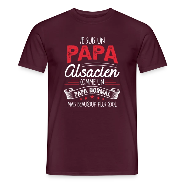 Maquette de T-shirt homme « Papa Alsacien : Comme un Papa Normal, Mais Plus Cool ! » à personnaliser