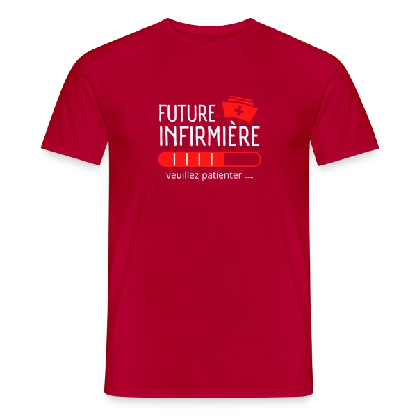 Maquette de T-shirt homme « Future Infirmière : Patientez ! T-shirt Humour et Motivation » à personnaliser