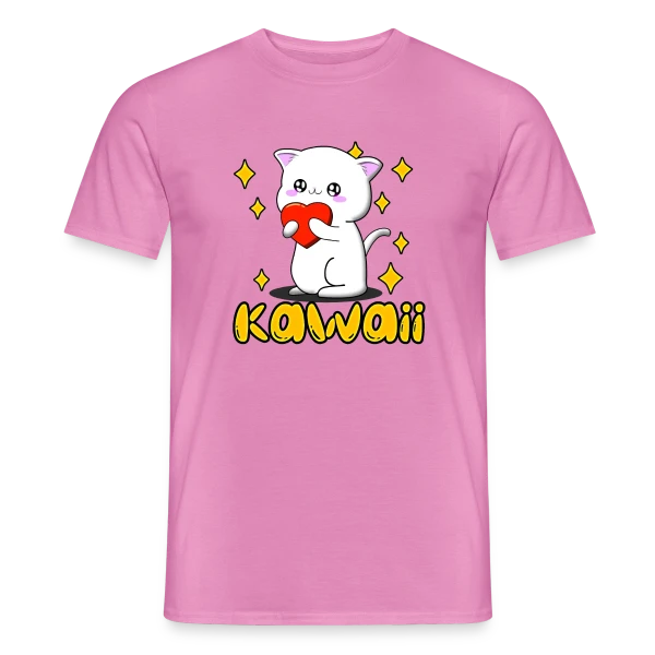 Maquette de T-shirt homme « Chat Kawaii Cœur Scintillant » à personnaliser