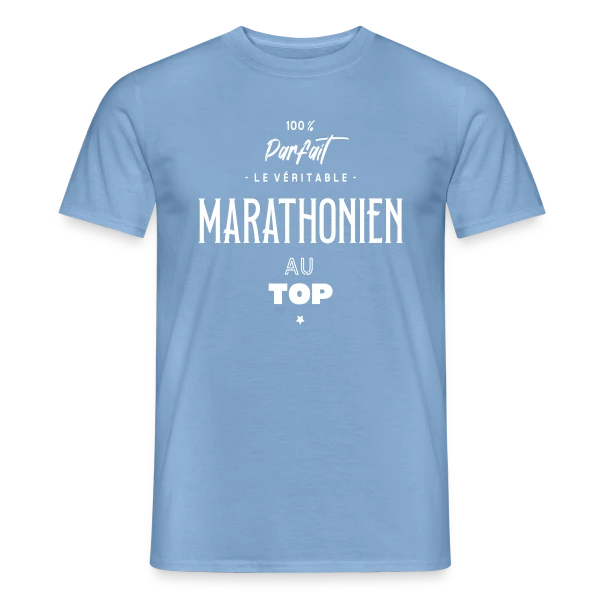 Maquette de T-shirt homme « Marathonien au Top » à personnaliser