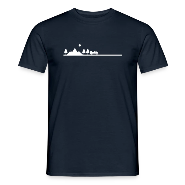 Maquette de T-shirt homme « Aventure Van Life Paysage » à personnaliser