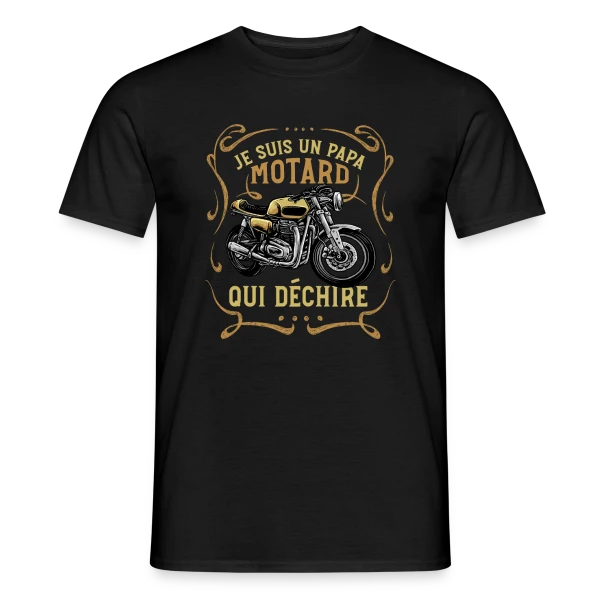 Maquette de T-shirt homme « Papa Motard Qui Déchire - Cadeau Humour Moto » à personnaliser