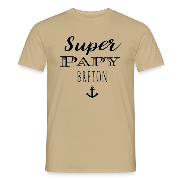 Maquette de T-shirt homme « Super Papy Breton » à personnaliser