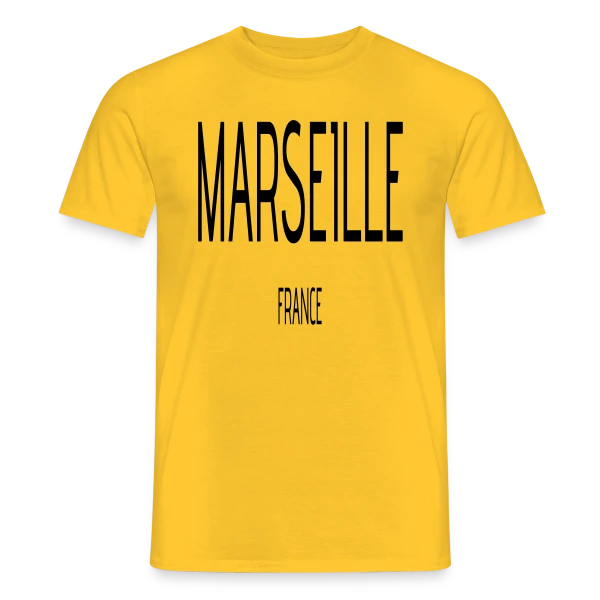 Maquette de T-shirt homme « Marseille France Typographie » à personnaliser