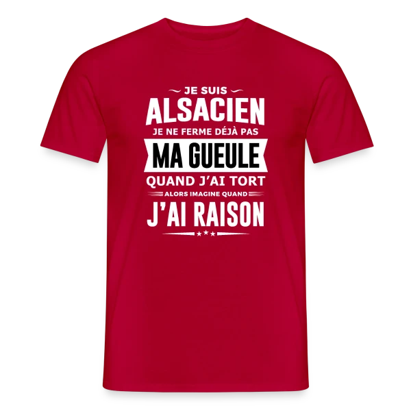 Maquette de T-shirt homme « Alsacien Je Ferme Pas Ma Gueule » à personnaliser