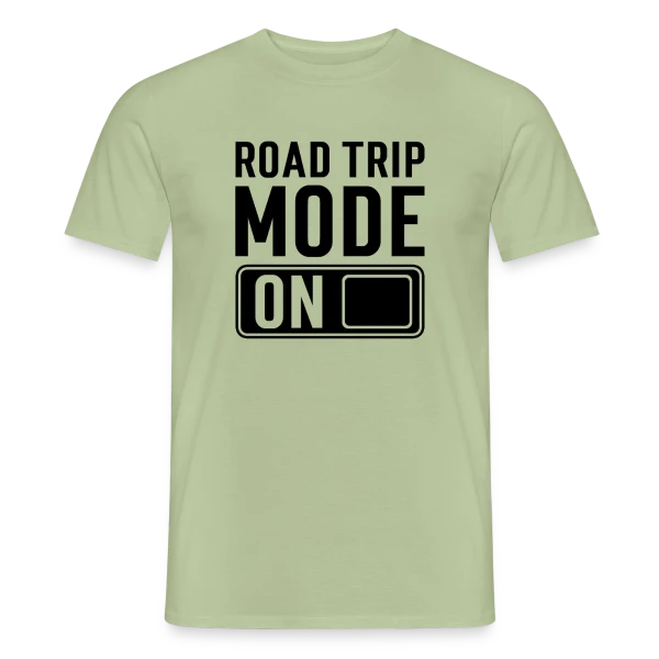 Maquette de T-shirt homme « Mode Road Trip Activé » à personnaliser