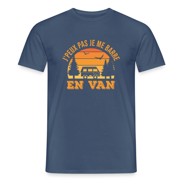 Maquette de T-shirt homme « J'peux Pas, Je Me Barre en Van! Humour Voyage » à personnaliser