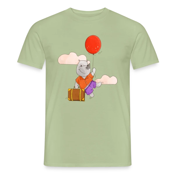 Rhinocéros Volant Ballon sur T-shirt homme