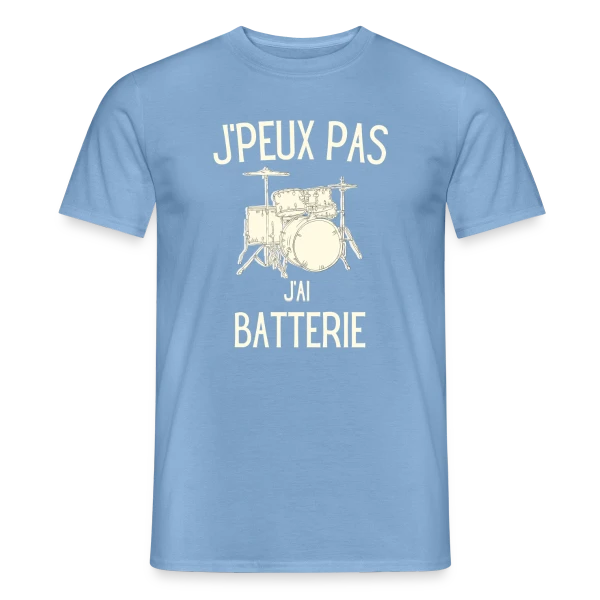 Maquette de T-shirt homme « J'peux Pas J'ai Batterie » à personnaliser