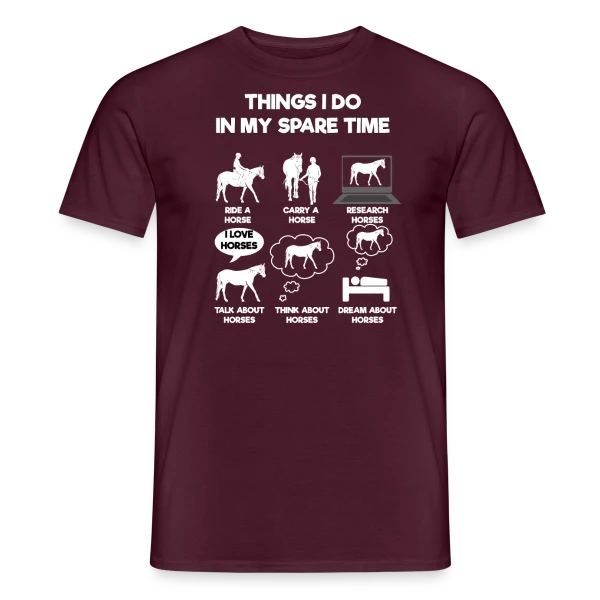 Maquette de T-shirt homme « Mes Passions : Écran et Chevaux » à personnaliser