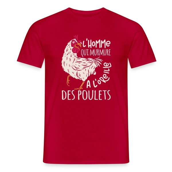 Maquette de T-shirt homme « L'Homme Qui Murmure à l'Oreille des Poulets » à personnaliser
