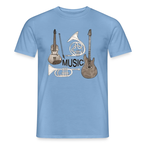 Maquette de T-shirt homme « Passion Musique : Instruments & Guitare » à personnaliser