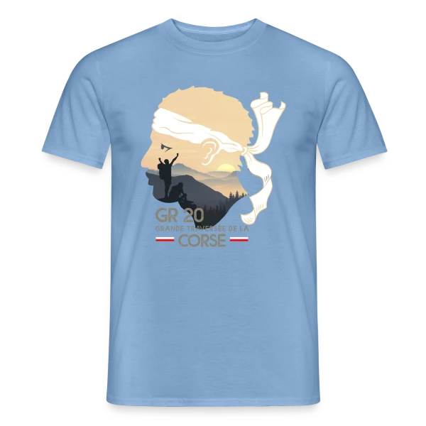 Maquette de T-shirt homme « GR20 Corse Randonnée Épique » à personnaliser