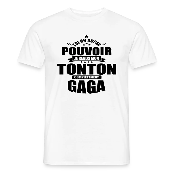 Maquette de T-shirt homme « Humour Tonton : Je Rends Mon Tonton Gaga » à personnaliser