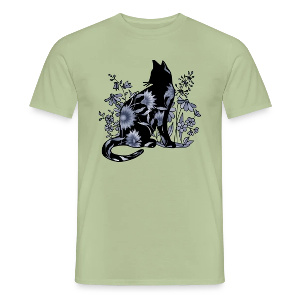 Maquette de T-shirt homme « Chat Fleuri Élégant » à personnaliser