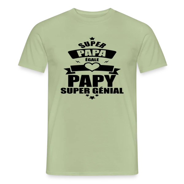 Maquette de T-shirt homme « Super Papy, Super Papa : Le Meilleur des Grands-Pères » à personnaliser