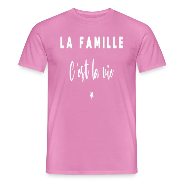 Maquette de T-shirt homme « La Famille, C'est la Vie : Humour et Amour » à personnaliser