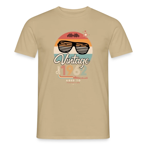 Maquette de T-shirt homme « Vintage Depuis 1962 : Un Classique Rétro » à personnaliser