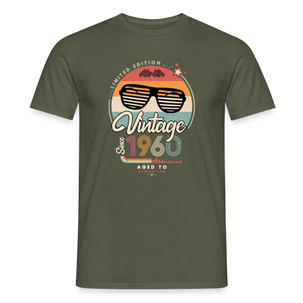 Maquette de T-shirt homme « Vintage Depuis 1960 : L'Année Fondatrice » à personnaliser