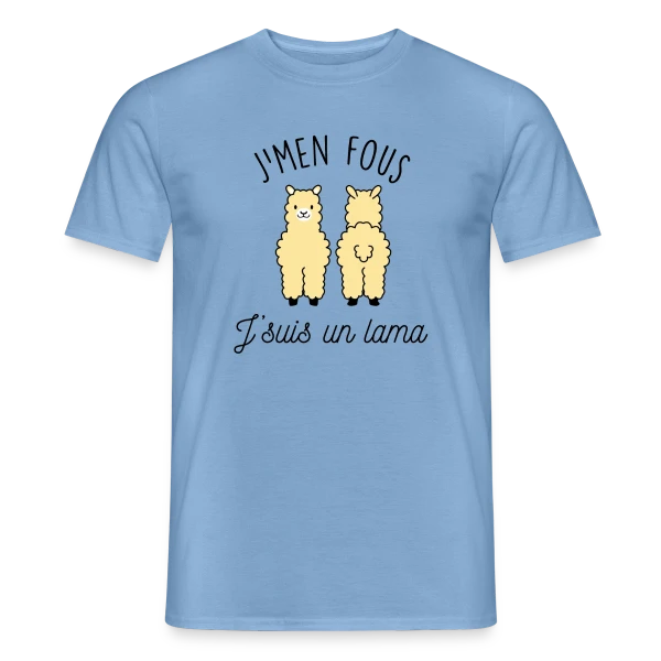 Maquette de T-shirt homme « "J'men fous j'suis un lama" - Humour Décalé » à personnaliser