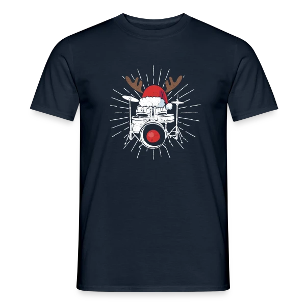 Maquette de T-shirt homme « Batterie Pyjama Noël Festif » à personnaliser