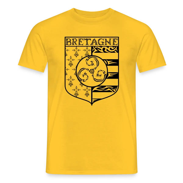 Bretagne - Blason Gwenn Ha Du Triskèle Tribal sur T-shirt homme