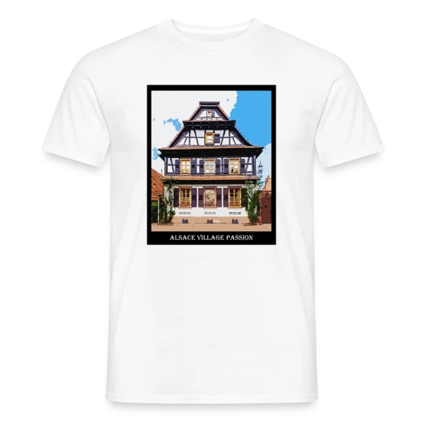Maquette de T-shirt homme « Maison Alsacienne Typique » à personnaliser