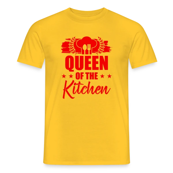 Maquette de T-shirt homme « Reine de la Cuisine : Le Trône Culinaire ! » à personnaliser