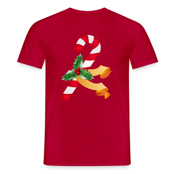 Maquette de T-shirt homme « Sucre d'Orge et Houx pour la Période des Fêtes » à personnaliser