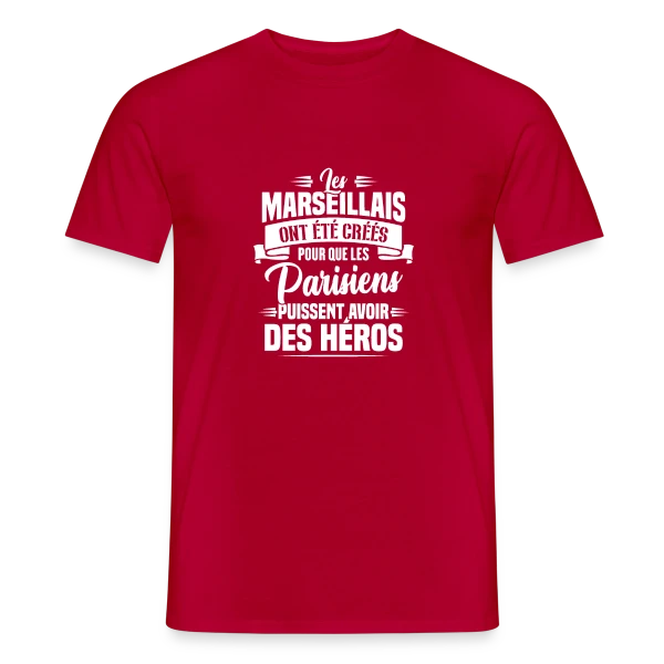 Maquette de T-shirt homme « Rivalité Marseille-Paris Humour » à personnaliser