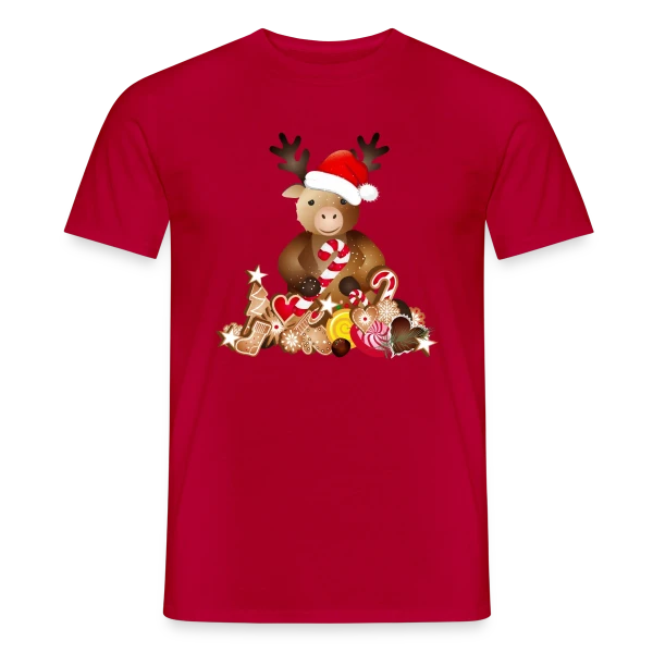 Renne de Noël Adorable avec Chapeau sur T-shirt homme