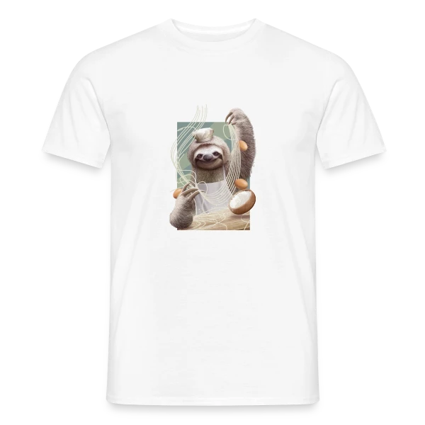 Maquette de T-shirt homme « Paresseux Maître des Nouilles » à personnaliser