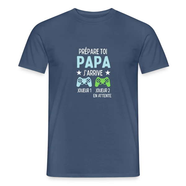 Maquette de T-shirt homme « Futur Papa Gamer - Annonce Grossesse Humour » à personnaliser