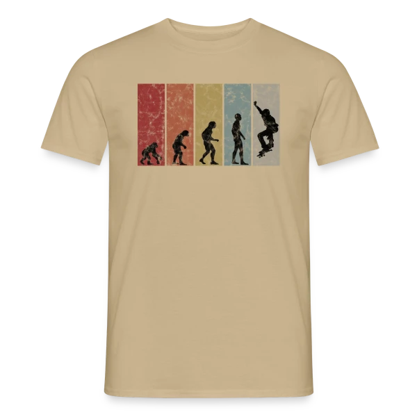 Maquette de T-shirt homme « Évolution Rétro Skateboarder » à personnaliser