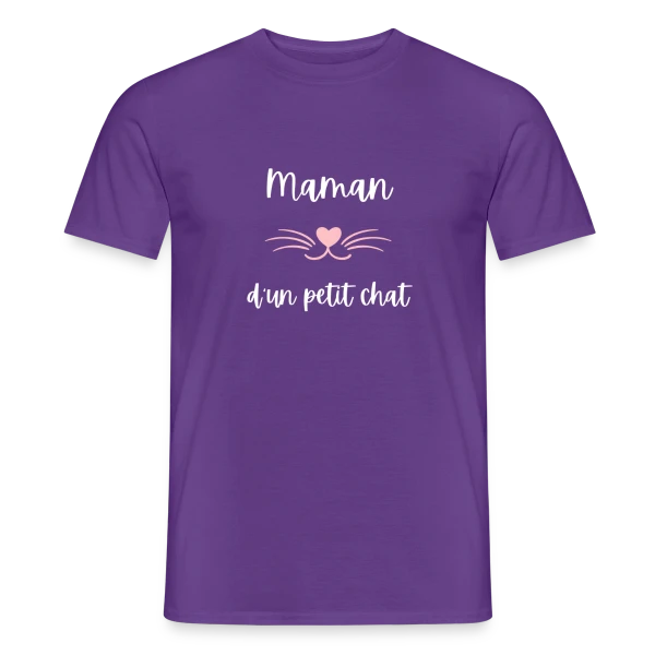 Maquette de T-shirt homme « Maman d'un Petit Chat : T-shirt Humour pour Amoureuse des Félins » à personnaliser