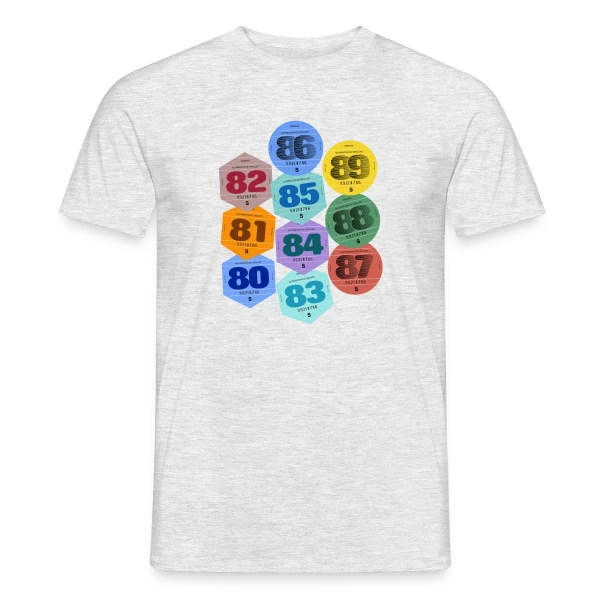 Maquette de T-shirt homme « Vignette Auto Rétro Années 80 » à personnaliser